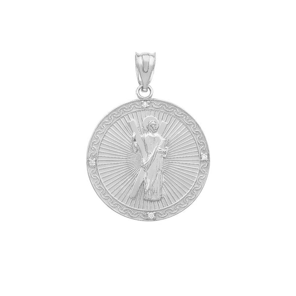 Sterling Silver Saint Andrew of Assisi Circle Medallion Pendant Necklace M & S