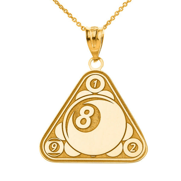 Personalized Name 10k 14k Solid Gold Eight Ball Billiard Pool Pendant Necklace