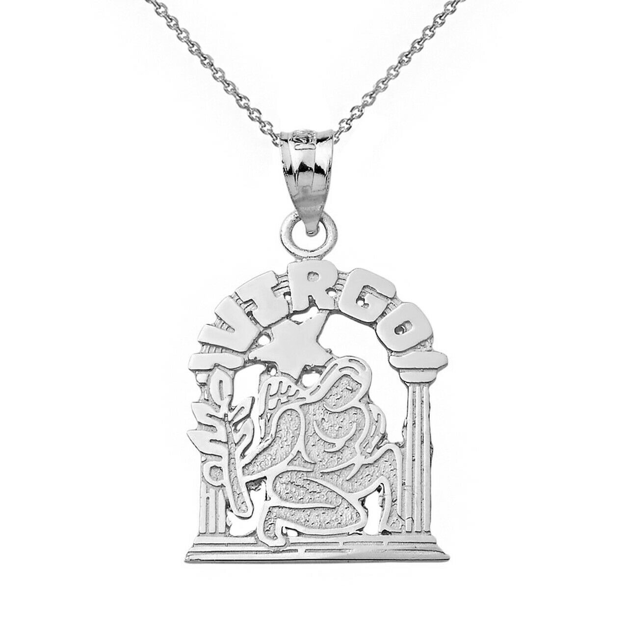 Sterling Silver Zodiac Astrological Virgo Maiden Wheat Shaft Pendant Necklace
