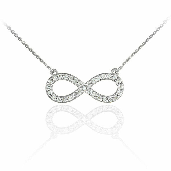 925 Sterling Silver Forever Knot CZ Infinity Charm Pendant Necklace Forever Love
