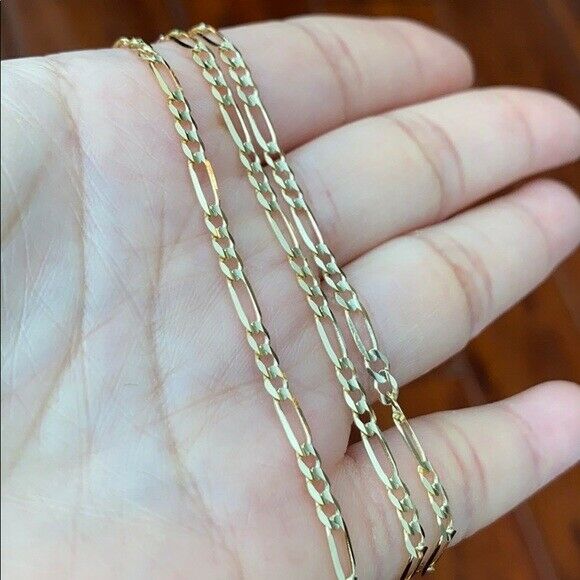 10 k Solid Real Fine Yellow Gold 2.9 mm Figaro Chain Necklace 18" 20" 22" 24"