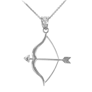 .925 Sterling Silver Aim Bow and Arrow Goals Pendant Necklace