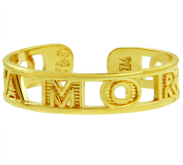 Amor Toe Ring in 10K Solid Yellow Gold Adjustable Size