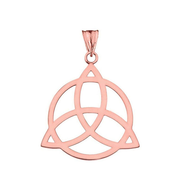 14k Solid Gold Trinity Knot Circle of Life Silhouette Pendant Necklace
