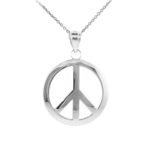 .925 Sterling Silver Peace Symbol Pendant Necklace