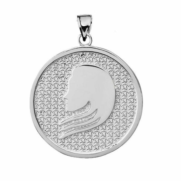 .925 Sterling Silver Zodiac Sign Virgo Disc Pendant Necklace