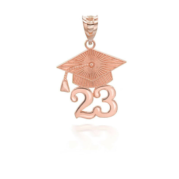 10K Solid Gold Class of 2023 Graduation Ceremony Cap Pendant Necklace