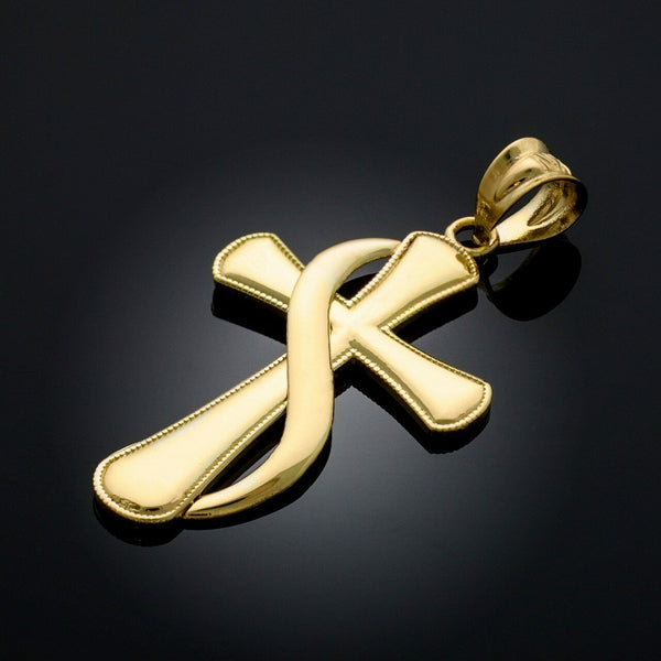 10k Solid Gold Holy Spirit Christian United Methodist Cross Pendant Necklace