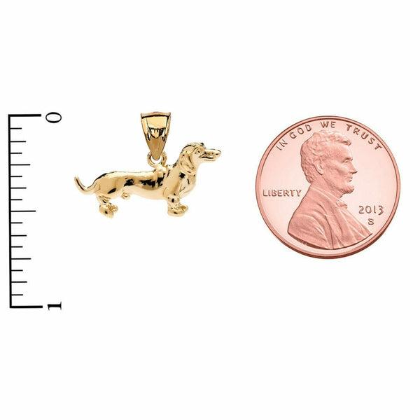 10k or 14k Yellow White Rose Gold Dachshund Pendant Necklace