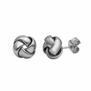 NWT Sterling Silver 925 Rhodium Plated Knot Stud Earrings