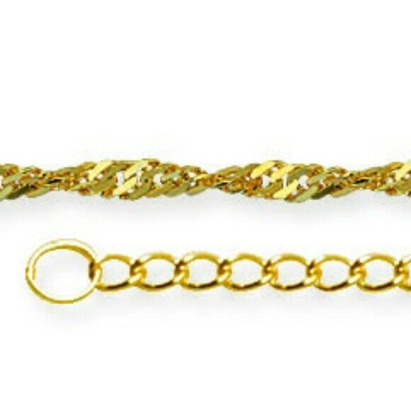 14K Solid Gold Twist Singapore Chain Anklet - Yellow 9"-10" Adjustable