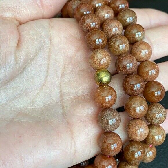 Round Natural Red Jade bead Beaded necklace 108 pcs Prayer 26 inches 10 mm