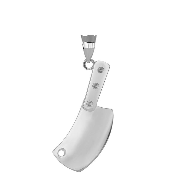 925 Sterling Silver Butcher Meat Cleaver Cooking Chef Pendant Necklace