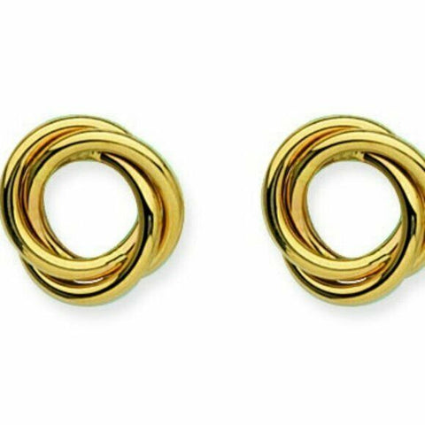 14k Solid Gold Loveknot Love-Knot Stud Earrings - Yellow 13 mm