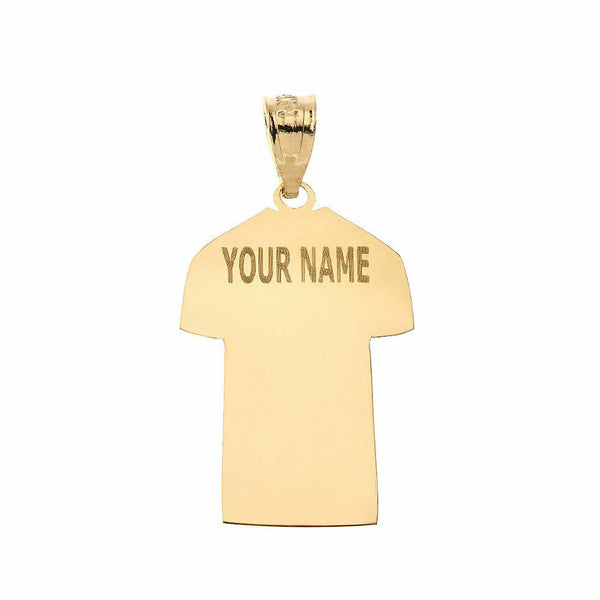Personalize Name Number 10k 14k Solid Gold Soccer Jersey Shirt Pendant Necklace