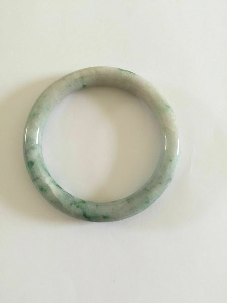 Natural Jadeite Round White Green Jade Bangle Bracelet 53 mm