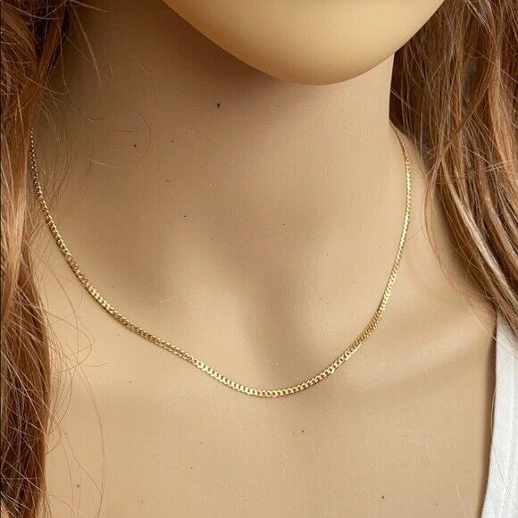 14 k Solid Yellow Gold 1.7 mm Cuban Chain Necklace 16",18",20",22",24".