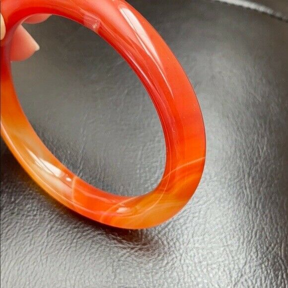 NEW Orange Red White Agate Bangle Inner Diameter 55 mm - Round Shape MN12