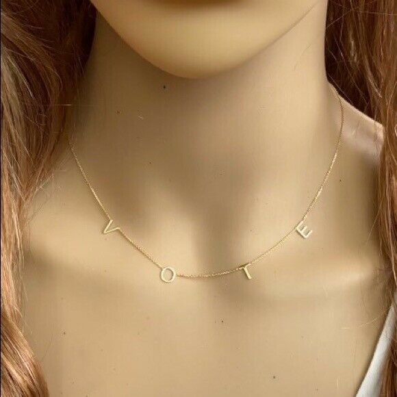 Popular VOTE Necklace in 14k Solid Real Yellow Gold as seen on TV