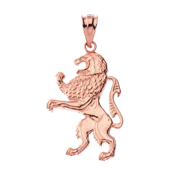 10k Solid Yellow White Rose Gold Lion of Judah Pendant Necklace