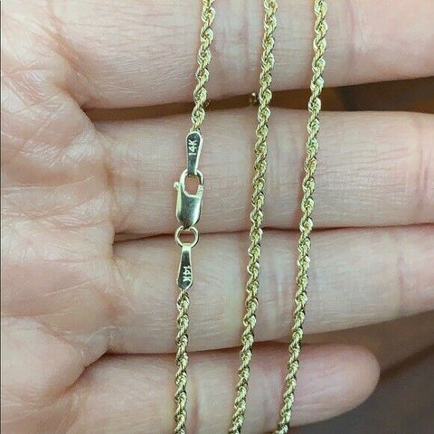 14 k Solid Yellow Gold 1.8 mm Light Rope Chain Necklace 16",18",20",22",24".