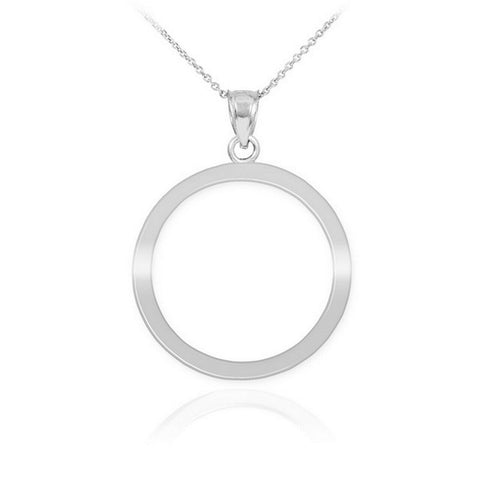 10K Solid White Gold Eternity Love Circle Of Life Karma Pendant Dainty Necklace