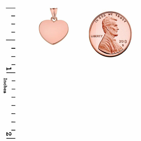 10k Solid Rose Gold Simple Mini Small Heart Pendant Necklace 16" 18" 20" 22"