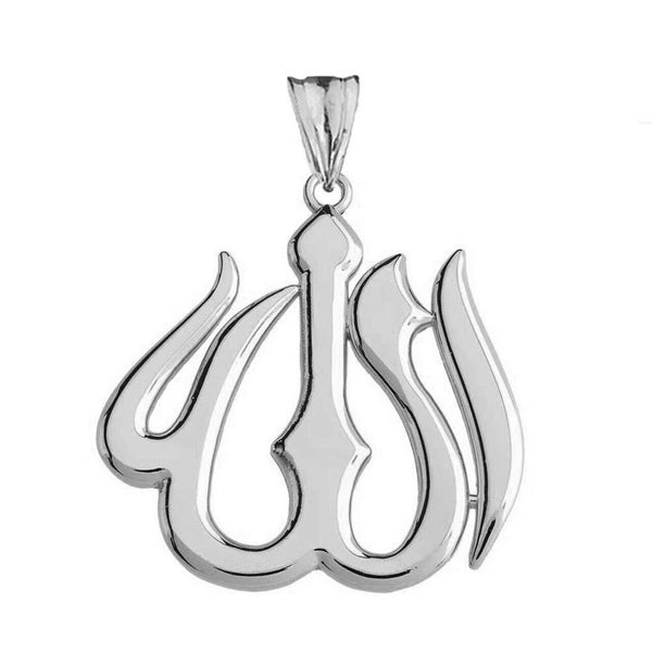 925 Sterling Silver Allah Charm Pendant Necklace