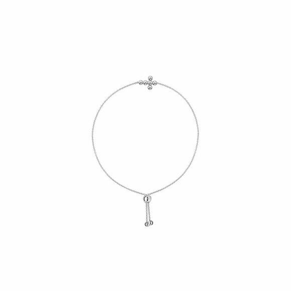 14K Solid White Gold Mini Bead Cross Silicon Bead Bracelet Adjustable Minimalist