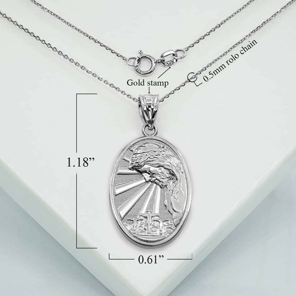 925 Sterling Silver Jesus Overlooking Calvary Hill 3D Pendant Necklace