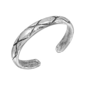 925 Sterling Silver Net Pattern Adjustable Toe Ring / Finger Ring