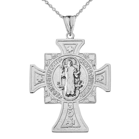 925 Sterling Silver Saint Benito de Jesus Pendant Necklace