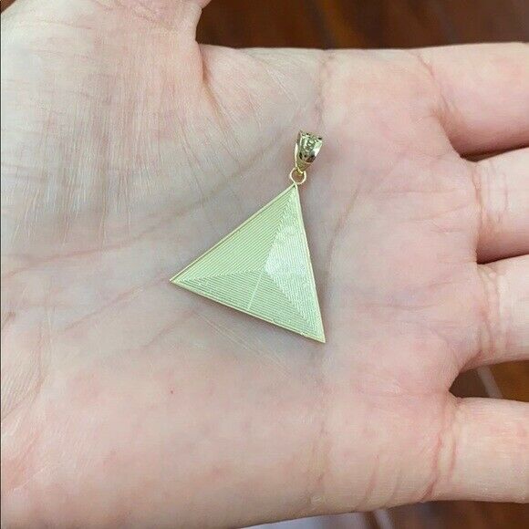 10k Yellow Gold Egyptian Pyramid with Turquoise Evil Eye Pendant Necklace