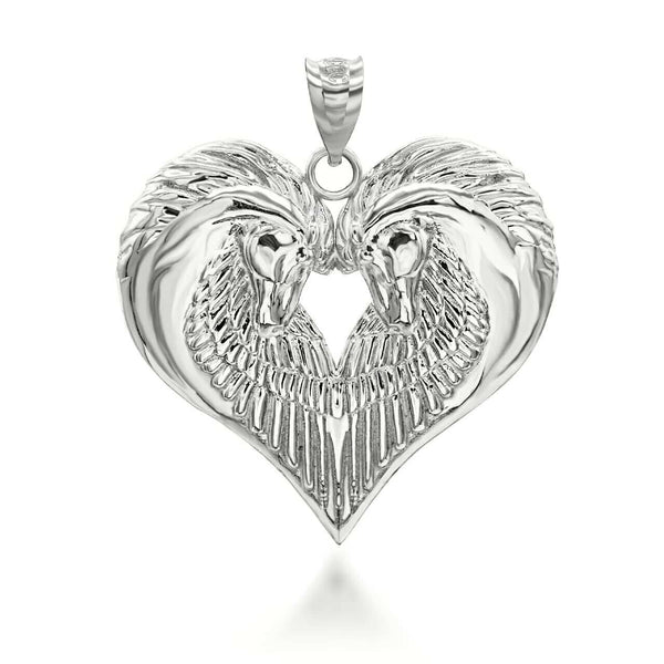 925 Sterling Silver Heart Horse Pendant Necklace