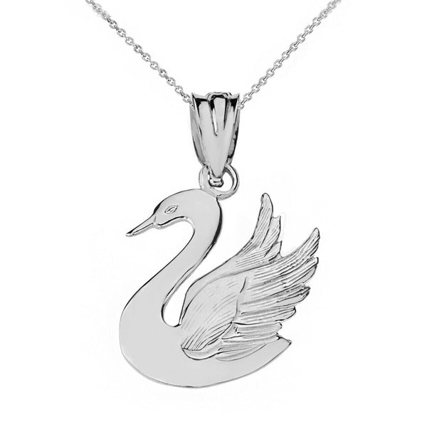 Sterling Silver Swan Cygnini Symbolizes Grace, Love, Beauty Pendant Necklace