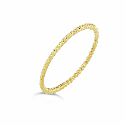 10K Solid Yellow Gold Rope Thin Design Dainty Ring - Wedding Band 1mm