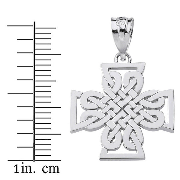 10K Solid Gold Religious Woven Celtic Knot Cross Unique Style Pendant Necklace