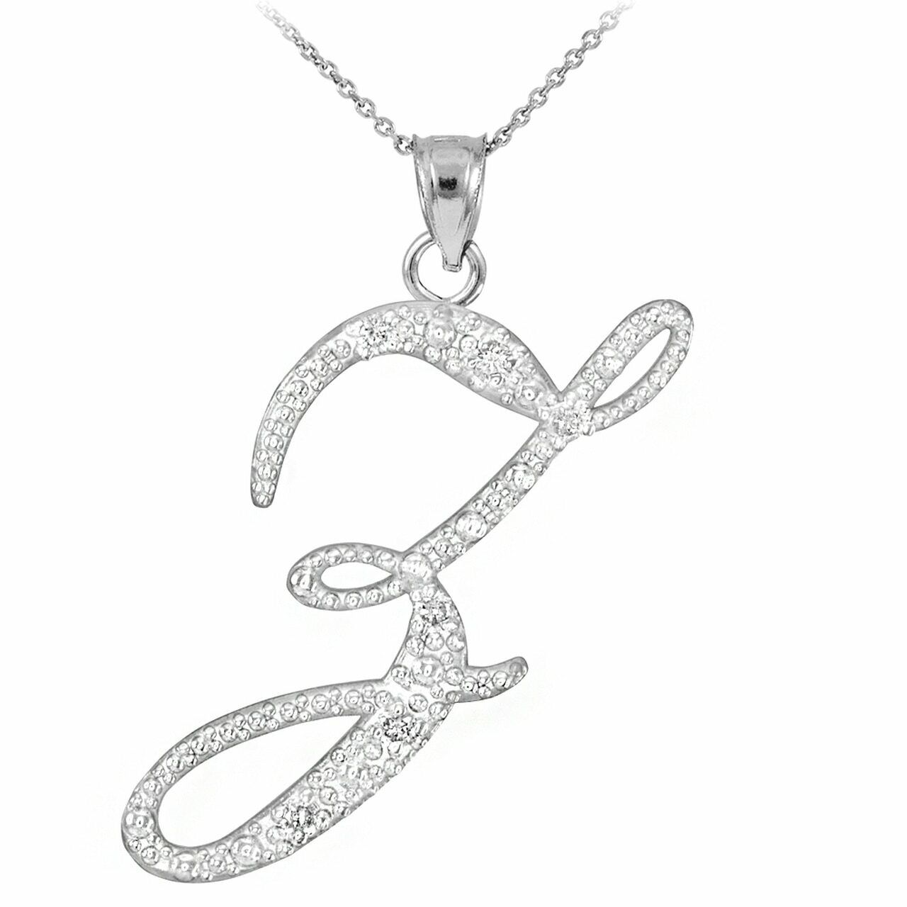 Personalized 925 Sterling Silver CZ Initial Script Letter Z Pendant Necklace