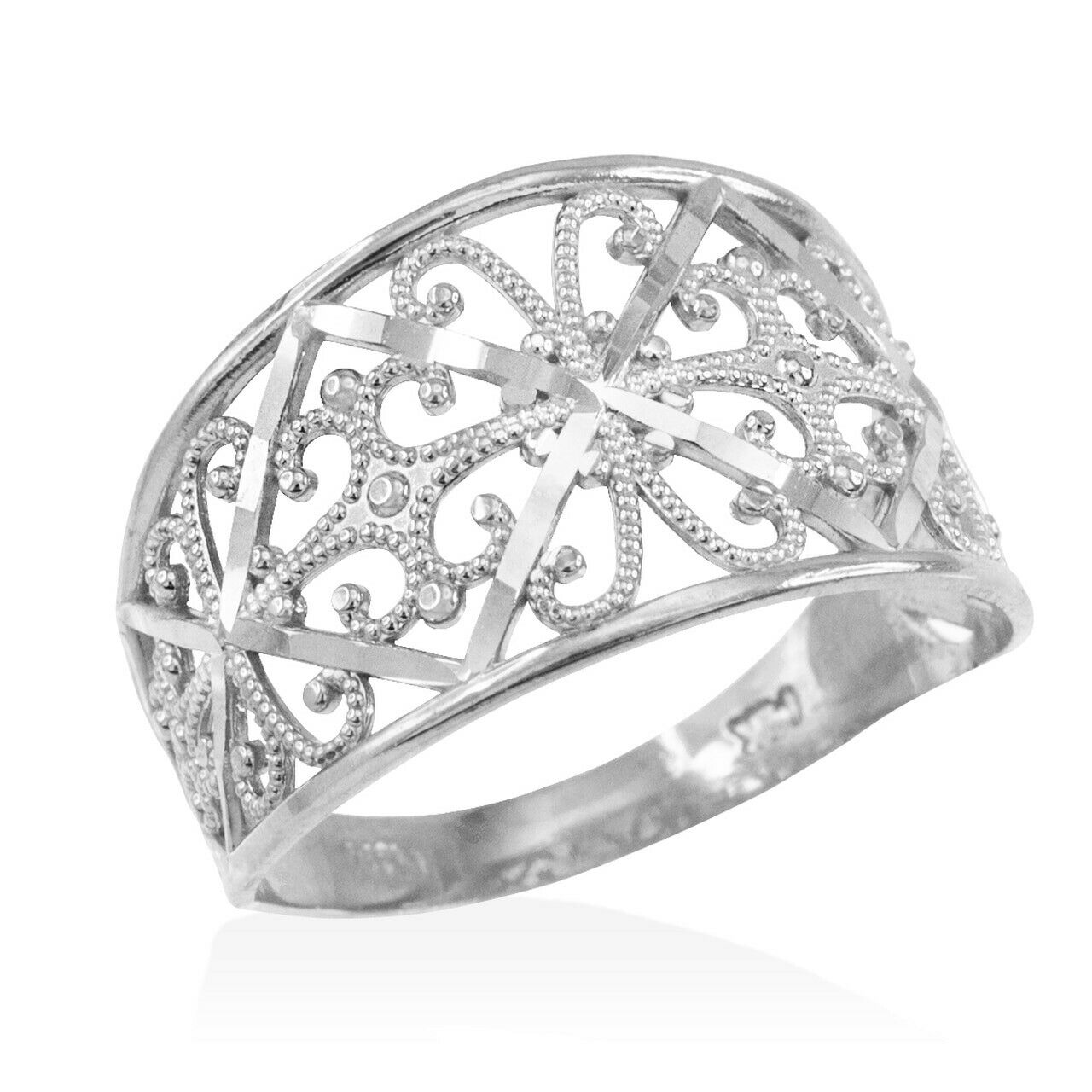 925 Sterling Silver Filigree Women's Ring 4 5 6 7 8 9 10 11 12