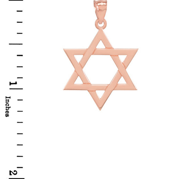 10K Solid Rose Gold Jewish Star of David Pendant Charm Small, Medium, Large