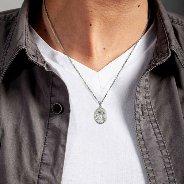 925 Sterling Silver Jesus Overlooking Calvary Hill 3D Pendant Necklace