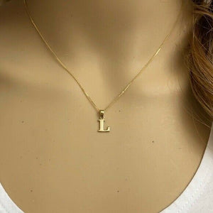 10k Solid Yellow Gold Small Mini Initial Letter L Pendant Necklace