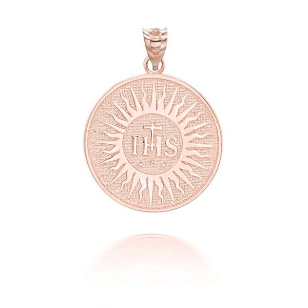 10K Solid Gold Holy Name of Jesus Pendant Necklace - Yellow, Rose, or White