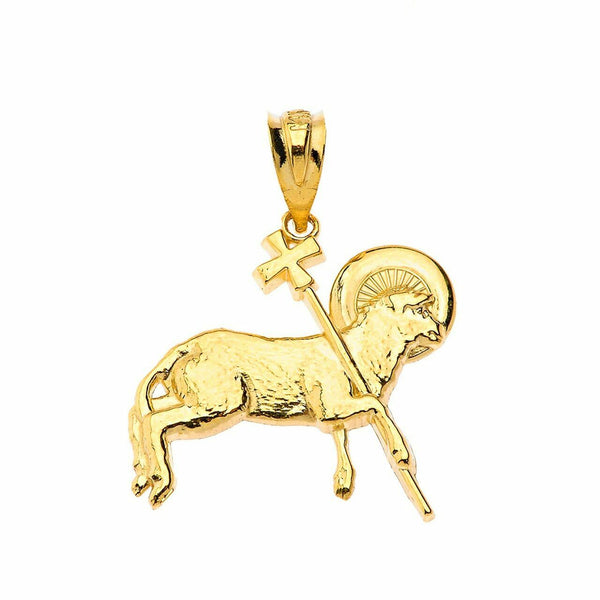 Real 14k Yellow Gold The Lamb of God Pendant Necklace 16" 18" 20" 22"