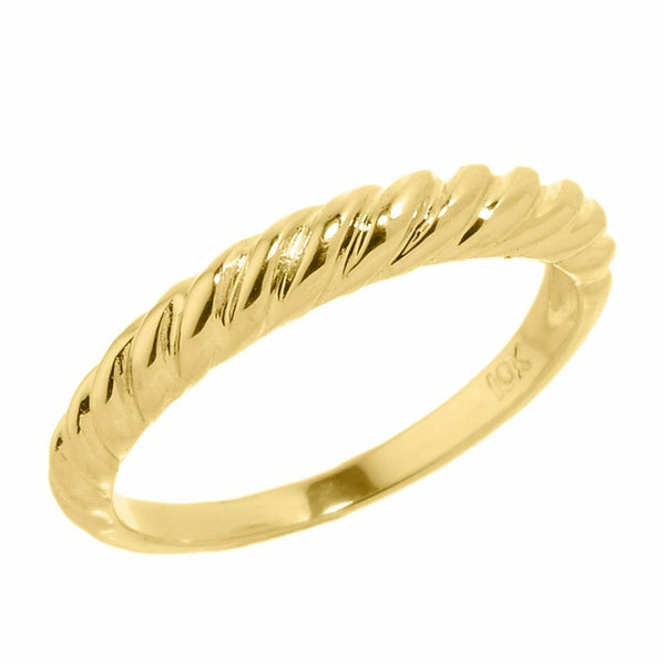 14k Yellow Gold Twisted Rope Knuckle Ring Size 1, 2, 3, 4, 5, 6, 7, 8