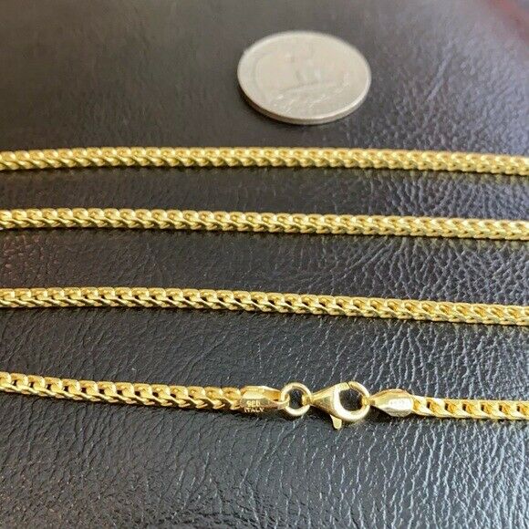 14k Yellow Gold Plated Sterling Silver Italian Italy Franco Chain necklace 2.2mm