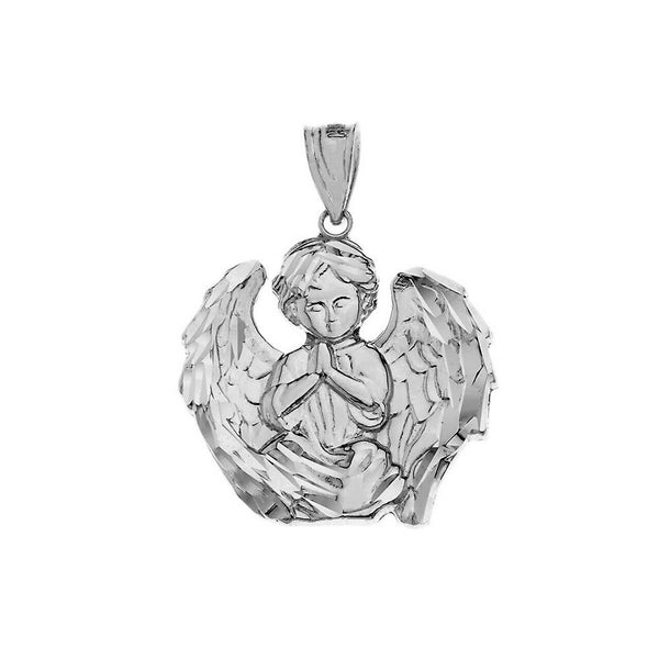 925 Sterling Silver Praying Guardian Angel Religious Protection Pendant Necklace