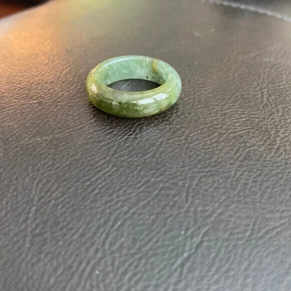 Green Natual Jade Band Ring Big Size 6.5 - Unisex Width 6mm