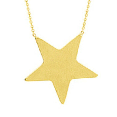 14K Solid Gold Star Necklace - Minimalist Yellow Adjustable 16"-18"