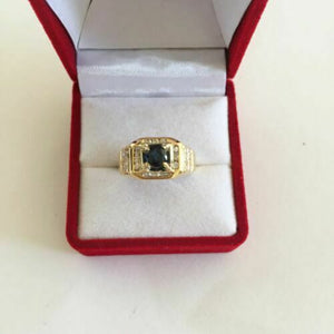 NWOT 14K Yellow gold Sapphire and diamonds Ring Size 7 Unisex